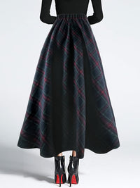Plaid Elastic Waist Midi Skirt Skirt Suit Luxurious Weddings