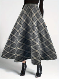 Plaid Elastic Waist Midi Skirt Skirt Suit Luxurious Weddings