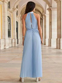 Pleated Sleeveless Wide Leg Jumpsuit Jumpsuit Luxurious Weddings