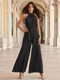 Pleated Sleeveless Wide Leg Jumpsuit Jumpsuit Luxurious Weddings