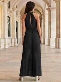 Pleated Sleeveless Wide Leg Jumpsuit Jumpsuit Luxurious Weddings