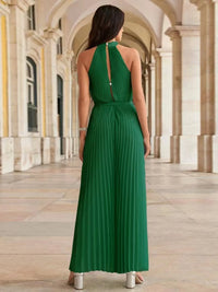 Pleated Sleeveless Wide Leg Jumpsuit Jumpsuit Luxurious Weddings