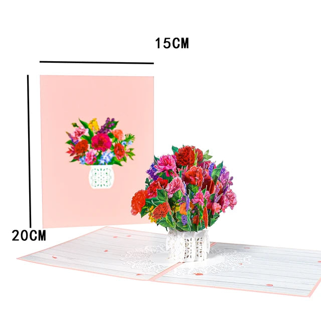 Pop-Up Flower Card Flora 3D Greeting Card for Birthday Mothers Father's Day Graduation Wedding Anniversary Get Well Sympathy Luxurious Weddings