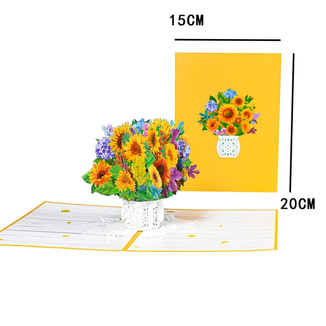 Pop-Up Flower Card Flora 3D Greeting Card for Birthday Mothers Father's Day Graduation Wedding Anniversary Get Well Sympathy Luxurious Weddings