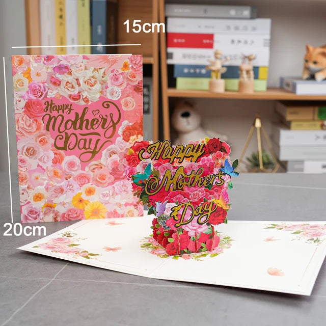 Pop-Up Flower Card Flora 3D Greeting Card for Birthday Mothers Father's Day Graduation Wedding Anniversary Get Well Sympathy Luxurious Weddings