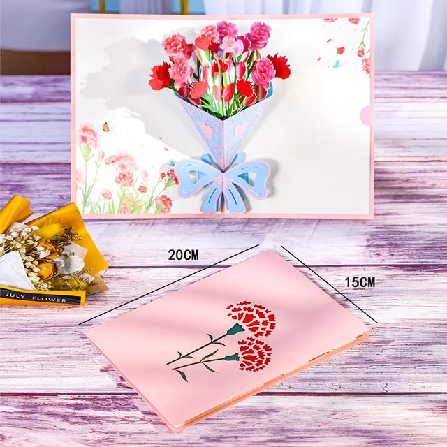 a card with a bouquet of flowers on it