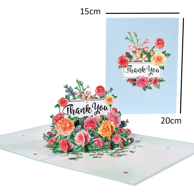 Pop-Up Flower Card Flora 3D Greeting Card for Birthday Mothers Father's Day Graduation Wedding Anniversary Get Well Sympathy Luxurious Weddings