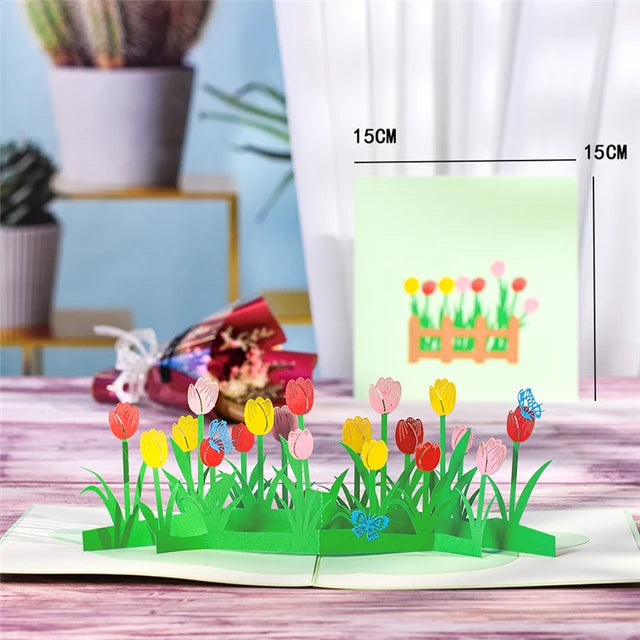 a card with a bunch of flowers on it