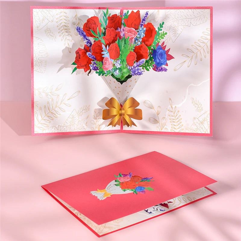 Pop-Up Flower Card Flora 3D Greeting Card for Birthday Mothers Father's Day Graduation Wedding Anniversary Get Well Sympathy Luxurious Weddings