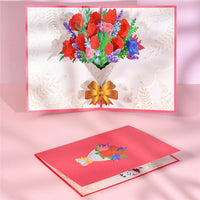 a card with a bouquet of flowers on it