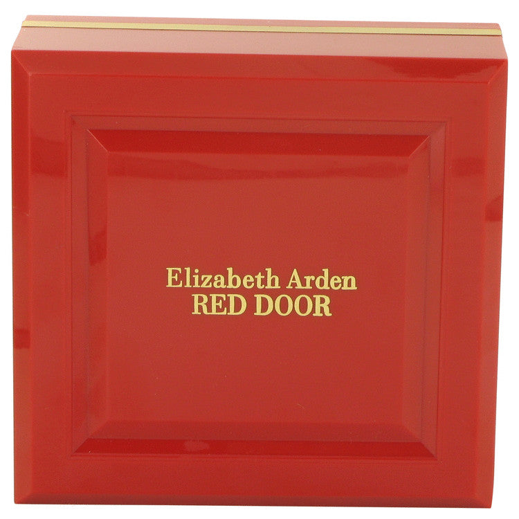 Red Door Dusting Powder (unboxed) by Elizabeth Arden 157 ml packaging in vibrant red with gold lettering.