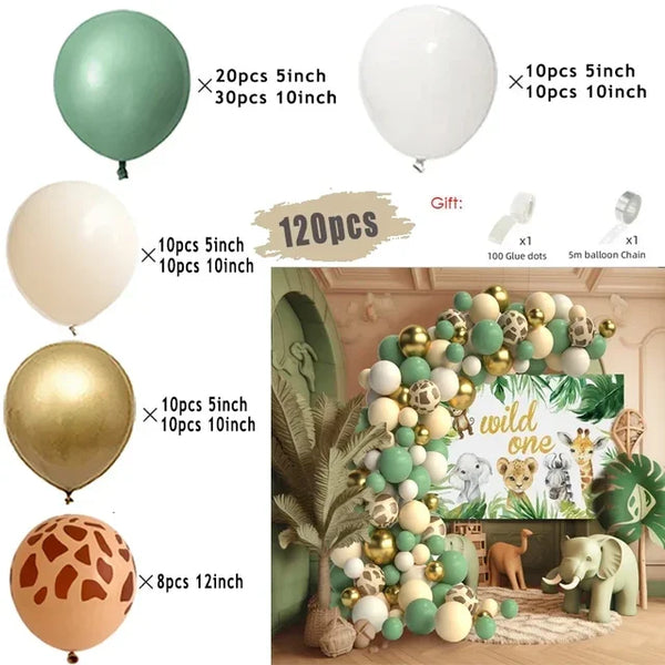 Retro Green Balloon Garland Arch Kit Wedding Birthday Balloons Decoration Party White Balloons For Baby Shower Decor Supplies Balloon Garlands