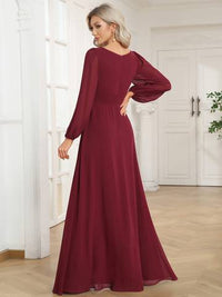 Round Neck Bridesmaid Dresses with Long Lantern Sleeves Bridesmaid Dresses Luxurious Weddings