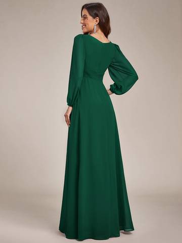 Round Neck Bridesmaid Dresses with Long Lantern Sleeves Bridesmaid Dresses Luxurious Weddings