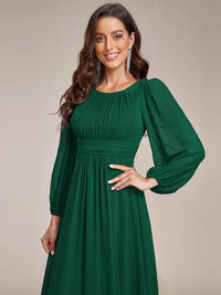 Round Neck Bridesmaid Dresses with Long Lantern Sleeves Bridesmaid Dresses Luxurious Weddings