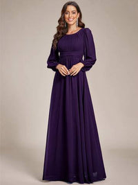 Round Neck Bridesmaid Dresses with Long Lantern Sleeves Bridesmaid Dresses Luxurious Weddings