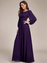 Round Neck Bridesmaid Dresses with Long Lantern Sleeves Bridesmaid Dresses Luxurious Weddings
