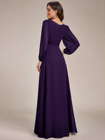 Round Neck Bridesmaid Dresses with Long Lantern Sleeves Bridesmaid Dresses Luxurious Weddings