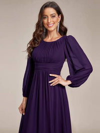 Round Neck Bridesmaid Dresses with Long Lantern Sleeves Bridesmaid Dresses Luxurious Weddings