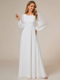 Round Neck Bridesmaid Dresses with Long Lantern Sleeves Bridesmaid Dresses Luxurious Weddings