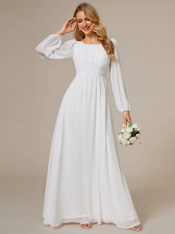 Round Neck Bridesmaid Dresses with Long Lantern Sleeves Bridesmaid Dresses Luxurious Weddings