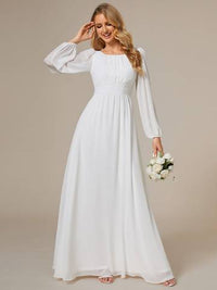 Round Neck Bridesmaid Dresses with Long Lantern Sleeves Bridesmaid Dresses Luxurious Weddings