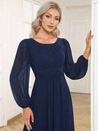 Round Neck Bridesmaid Dresses with Long Lantern Sleeves Bridesmaid Dresses Luxurious Weddings