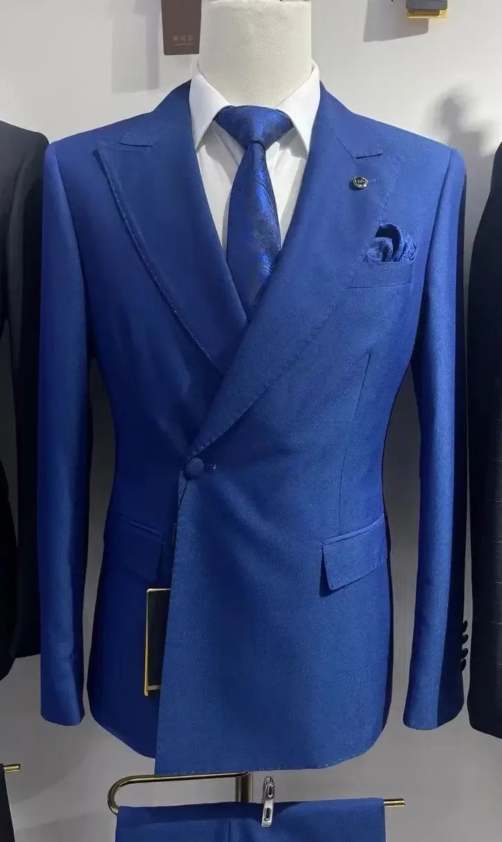 2pc Custom Men's Business Suit | Royal Blue Mens Suits Luxurious Weddings