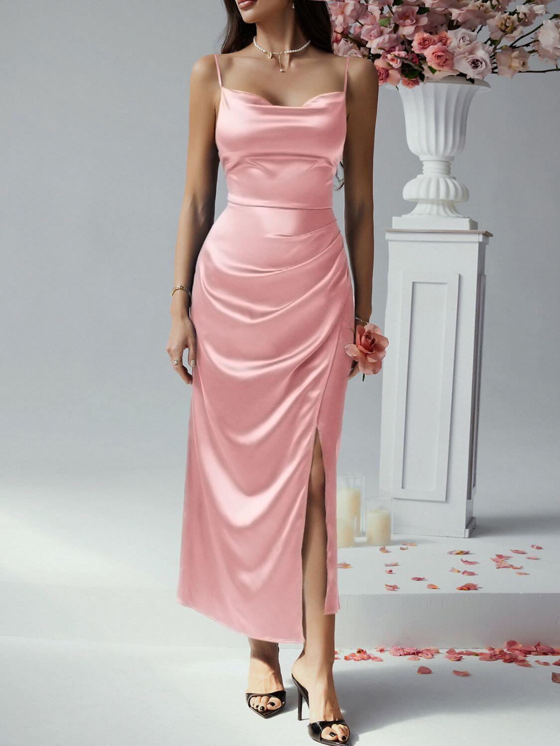 Devine Slit Ruched Maxi Cami Dress maxi dress Luxurious Weddings