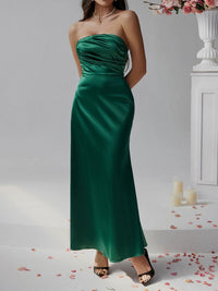 Devine Ruched Tube Maxi Dress satin dress Luxurious Weddings