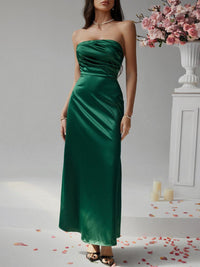 Devine Ruched Tube Maxi Dress satin dress Luxurious Weddings