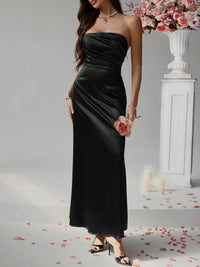 Devine Ruched Tube Maxi Dress satin dress Luxurious Weddings