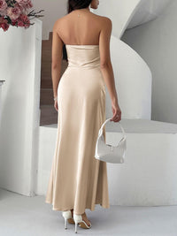 Devine Ruched Tube Maxi Dress satin dress Luxurious Weddings