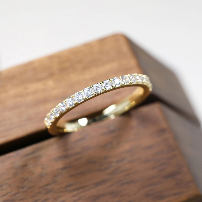 Moissanite Wedding Band 925 Sterling Silver Straight Rings Jewelry Luxurious Weddings