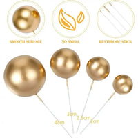 Rose Gold Silver Balls Cake Toppers