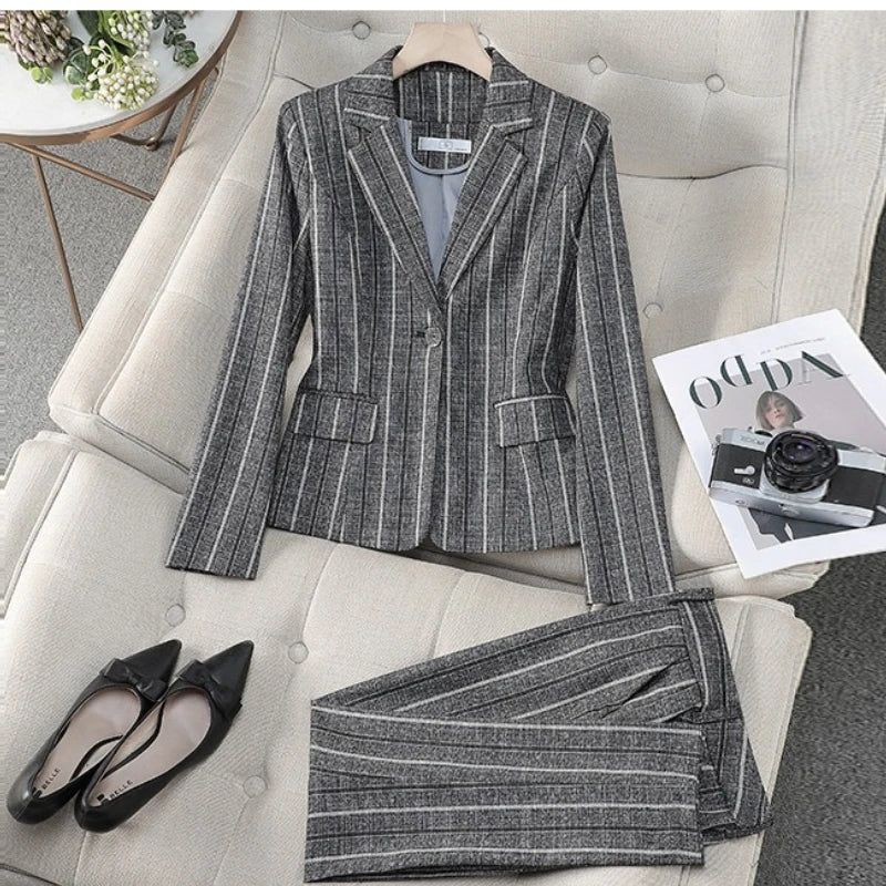 Striped High End Women's Suit Suits Luxurious Weddings