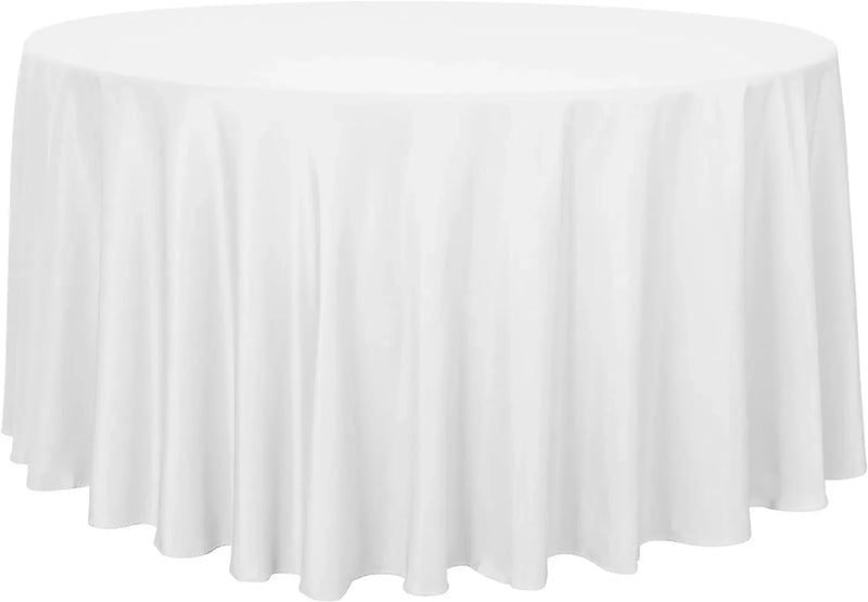 White Round Satin Tablecloths Tablecloth Luxurious Weddings