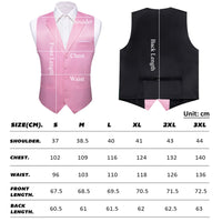 a pink vest and a black vest measurements chart