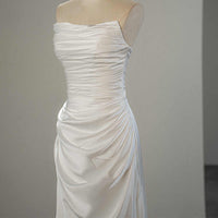 Elegant Satin Ruched Slim Mermaid Wedding Dress Luxurious Weddings