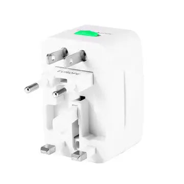 a white wall charger with two plugs