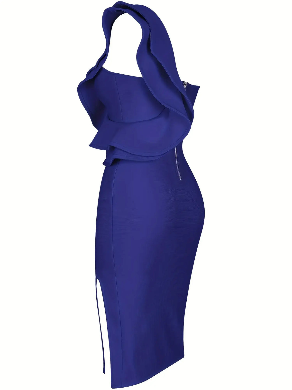 Elegant Blue Bandage Dress - Sexy Backless Midi Party Dress Candy Cane Lane