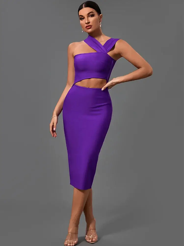 Ultra-Sexy 2022 Purple Bodycon Bandage Dress Candy Cane Lane