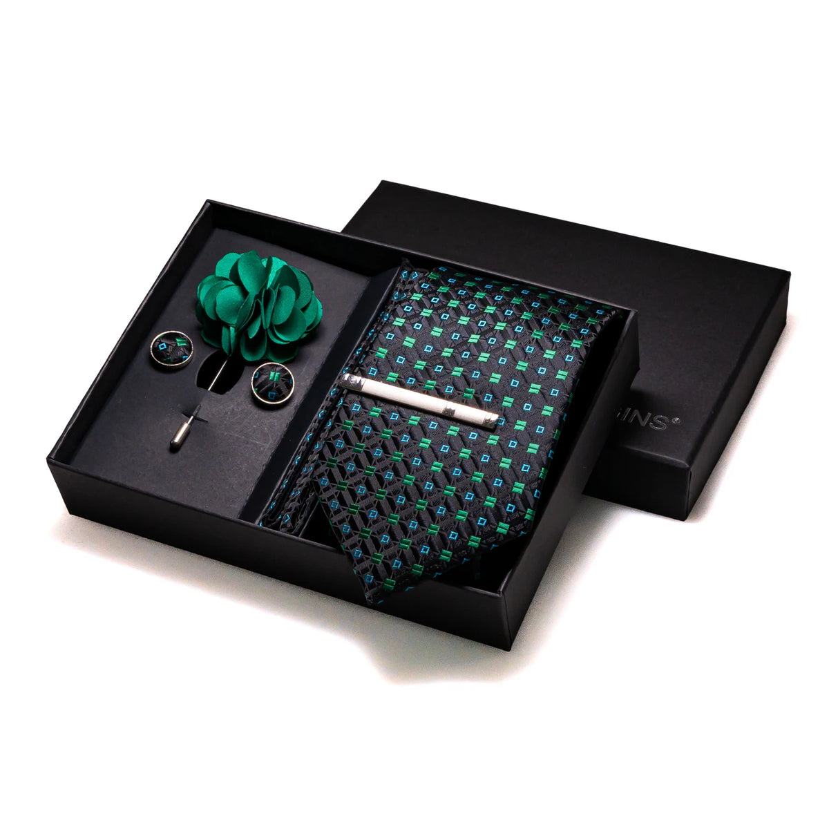 029 - 100% Silk Tie & Cufflinks Set Neckties Luxurious Weddings