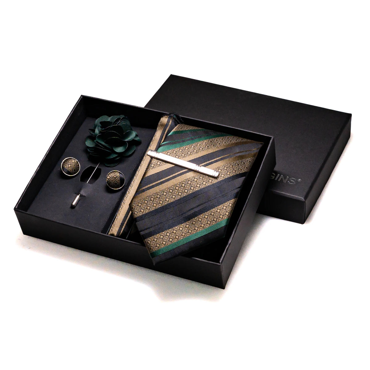 014 - 100% Silk Tie + Cufflinks Set Neckties Luxurious Weddings