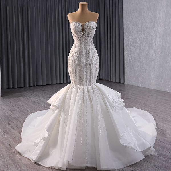 Crystal Square Collar Sequins Wedding Dress Wedding Dress Luxurious Weddings