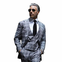 Luxury Plaid Men's Suit Set - Custom Bespoke Tailored Luxurious Weddings