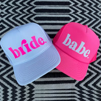Hot Pink Bride Squad Trucker Hat - Bachelorette Fun Hats Luxurious Weddings
