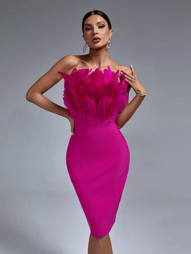 Sexy Pink Bandage Bodycon Dress Dresses Luxurious Weddings