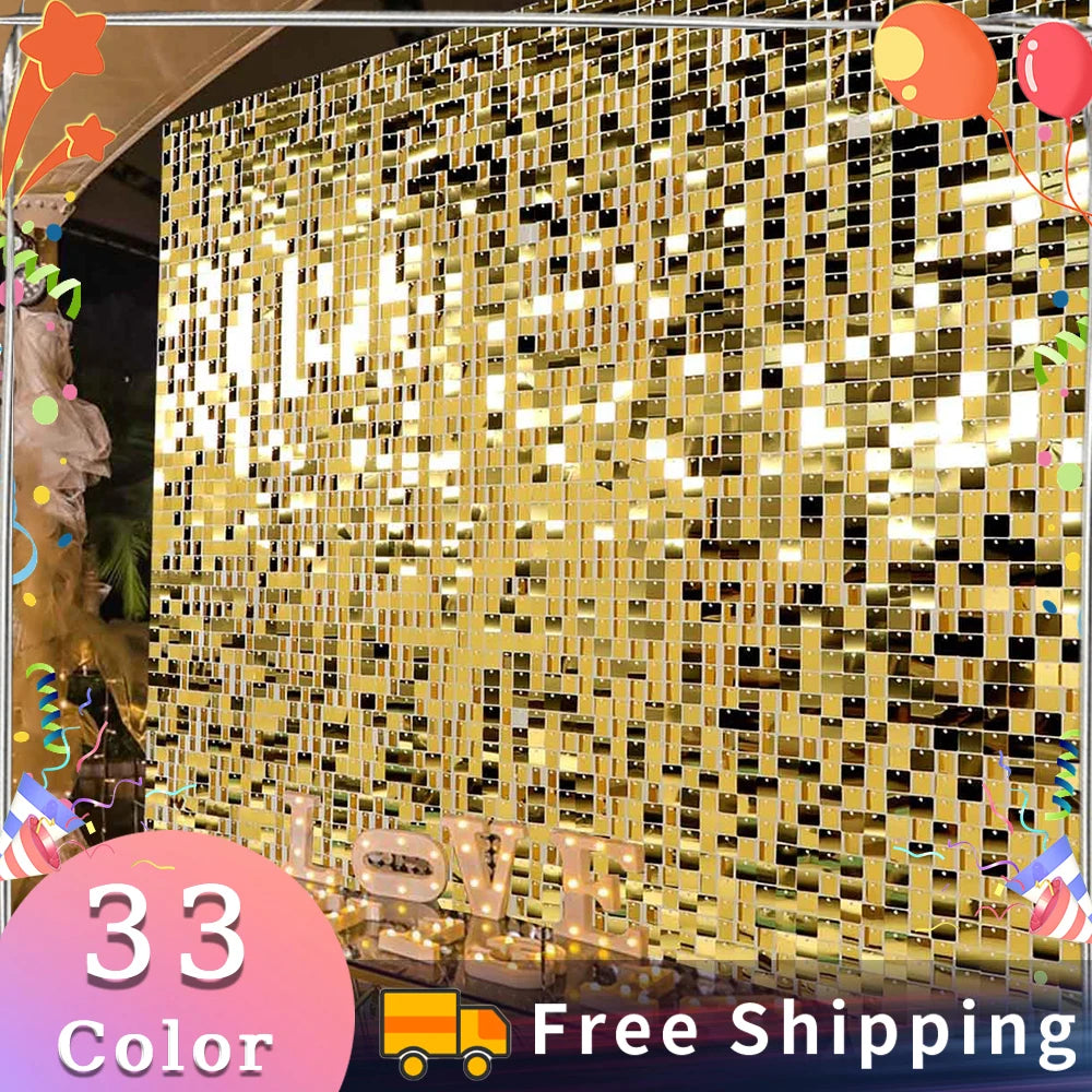 Golden Sequin Panels Backdrops Luxurious Weddings