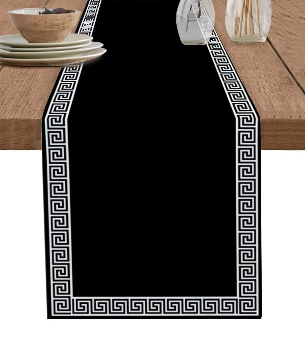 Elegant Black Geometric Table Runner for Events Table Runners Luxurious Weddings